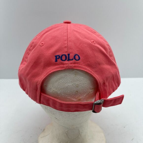 VTG 90s POLO Ralph Lauren Red Dad Hat Strapback Blue Pony Logo Baseball Cap - Picture 4 of 8